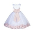thumbnail image 1 of Ekidsbridal White Wedding Pageant Floral Lace Bodice Rose Petal Tulle Flower Girl Dress for Toddlers Birthday Party Father Daughter Dance 165t M, 1 of 3