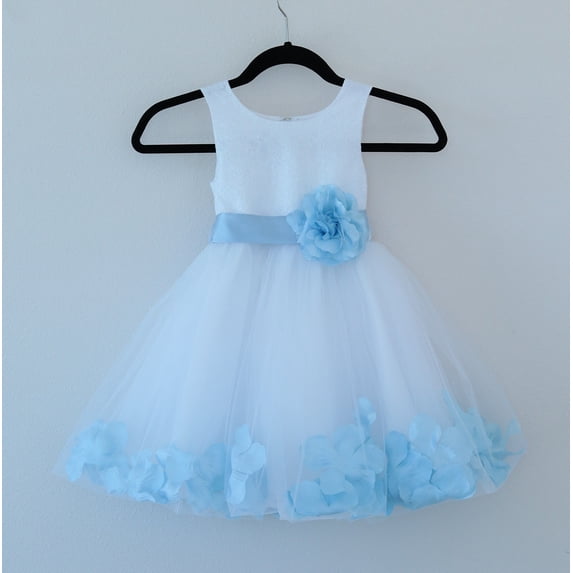 Ekidsbridal White Wedding Pageant Floral Lace Bodice Rose Petal Tulle Flower Girl Dress for Toddlers Ceremony Formal Evening Gown 165s 2