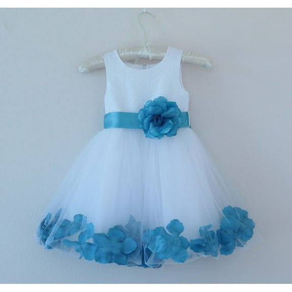 Ekidsbridal White Wedding Pageant Floral Lace Bodice Rose Petal Tulle Flower Girl Dress for Toddlers Ceremony Formal Evening Gown 165s 4