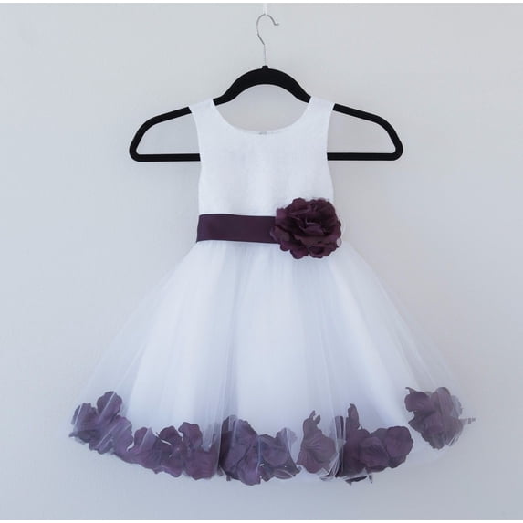 Ekidsbridal White Wedding Pageant Floral Lace Bodice Rose Petal Tulle Flower Girl Dress for Toddlers Ceremony Formal Evening Gown 165s 4
