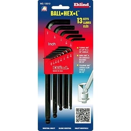 Eklind 13213 13-Piece SAE Ball-Hex-L Key Set .050"-3/8"