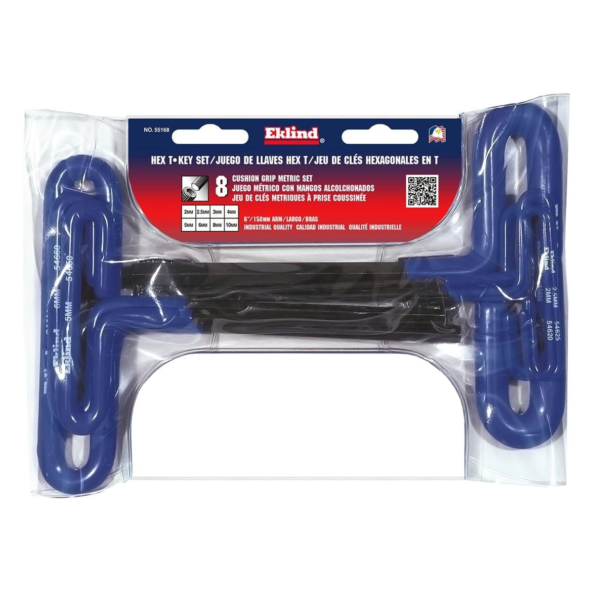 Eklind 55168 8Piece Metric THandle Hex Key Set 2mm to 10mm, 6Inch