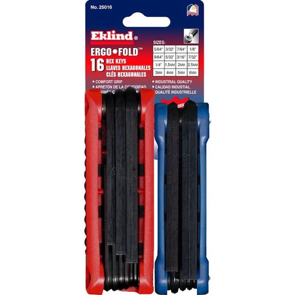 Eklind Ergo-Fold Assorted Metric and SAE Fold-Up Hex Key Sets Multi-Size in. 16 pc.