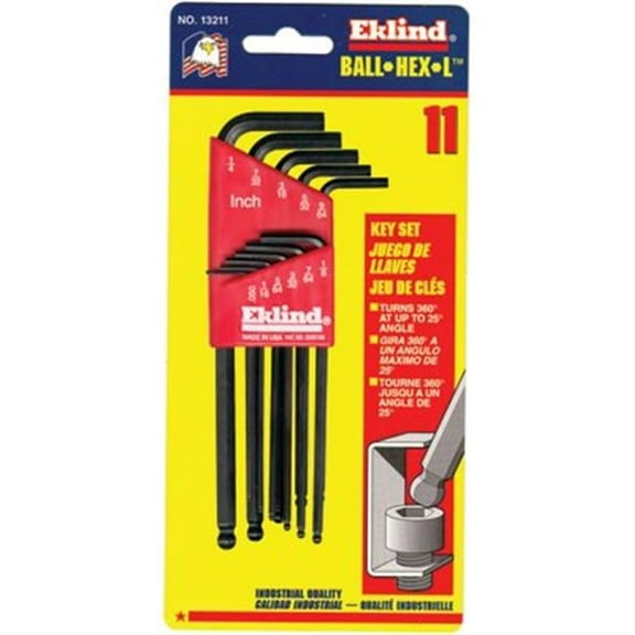 Eklind Tool  11-Pc Ball End Hex Key Set .050 Inch-1-4 Inch