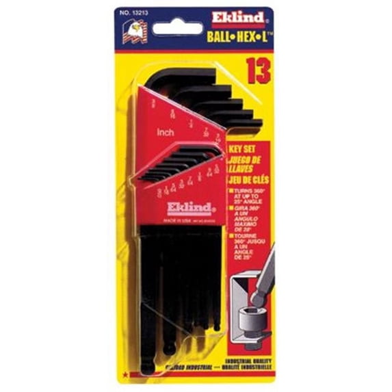 Eklind Tool 13-Pc Ball-Hex-L-Wrenchkey Set Long Series - Black - 1.5mm to 10mm