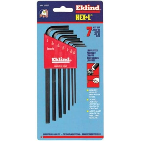 Eklind Tool 7Pc. Inch L-Wrench Hex Key Set Long Arm
