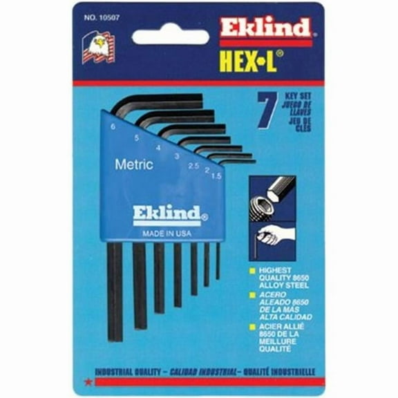 Eklind Tool 7Pc. Metric L-Wrench Hexkey Set Short Arm