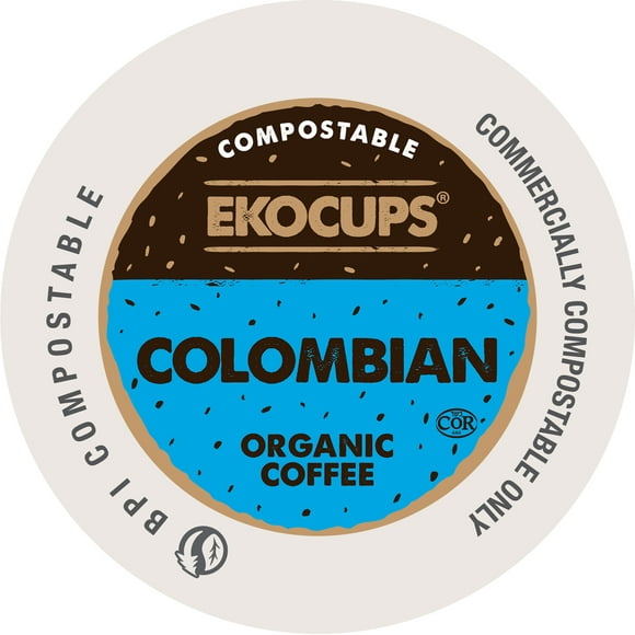 EkoCups Organic Colombian Blend Compostable Coffee Pods, 20 Pods