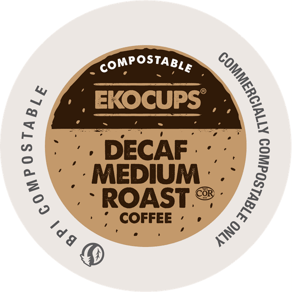 Ekocups Decaf Medium Roast Compostable & Sustainable Plant-Based Coffee Pods, 80 Count