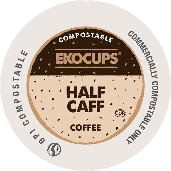 Ekocups Half Caff Compostable & Sustainable Plant-Based Coffee Pods, 80 Count