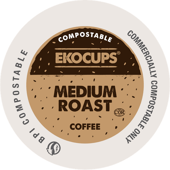 Ekocups Medium Roast Compostable & Sustainable Plant-Based Coffee Pods, 80 Count