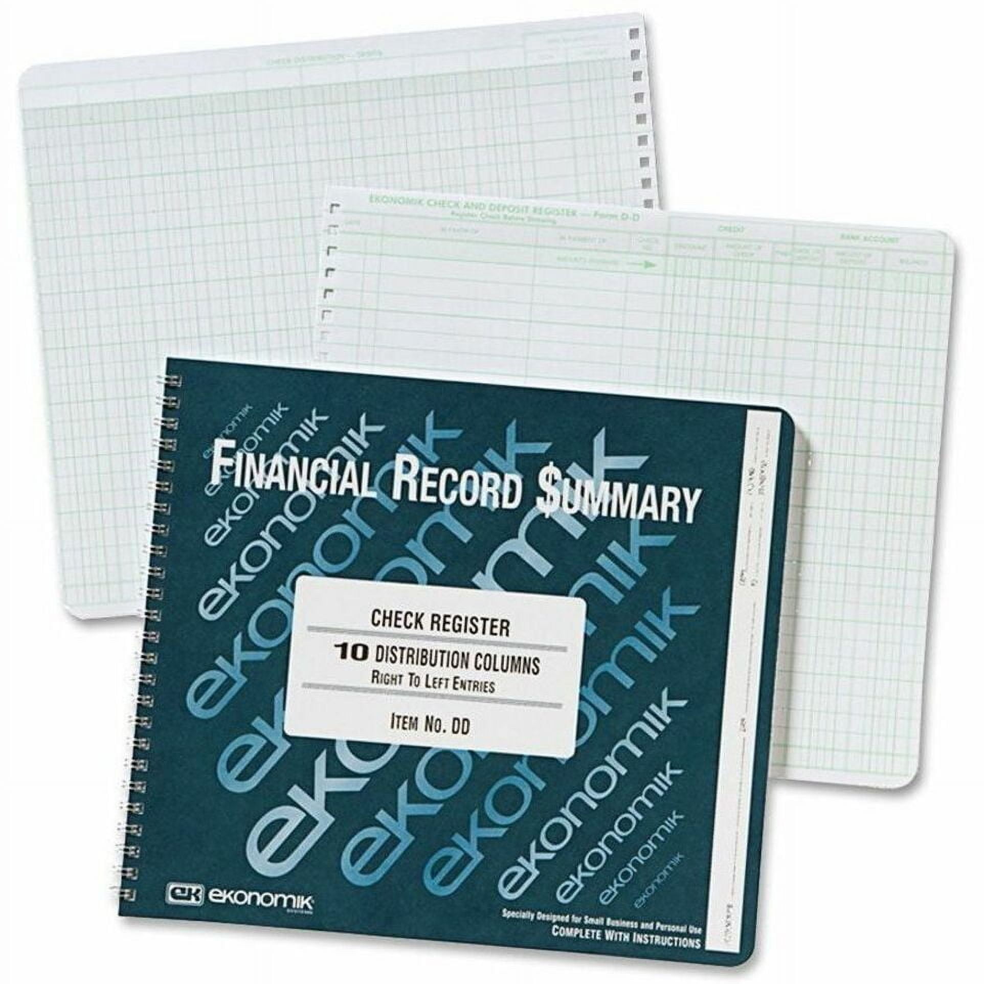 Ekonomik Check / Deposit Register - 40 Sheet(s) - Wire Bound - 10 Ekonomik Check / Deposit Register - 40 Sheet(s) - Wire Bound - 10