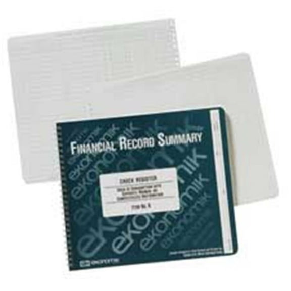 Ekonomik Check Registry- 8-.75in.x10in.- 1000 Entries- Green Ink-White Paper