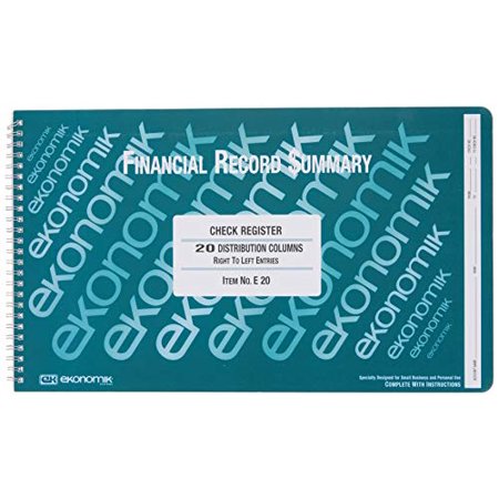 Ekonomik E20 Wirebound Check Register Accounting System, 8 3/4 x 14 3/4, 40 Pages - Set of 4