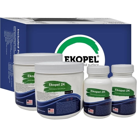 Ekopel Roll On Bathtub Refinishing Kit - Made in The USA - Odorless Tub and Tile Reglazing - Most Durable Never Peel Tub Coating - 20X Thicker Than All Other Refinishing Kits (No Tools) - Gloss White