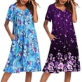 thumbnail image 1 of Ekouaer 2 Pack House Dresses for Women with Pockets Short Sleeve Moo Moos Floral Print Mumu Dresses Moo Moos for Women, 1 of 6