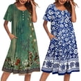 thumbnail image 1 of Ekouaer 2 Pack House Dresses for Women with Pockets Short Sleeve Moomoo Nightgown Plus Size Mumu Dress Floral Lounge Dress, 1 of 6