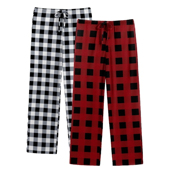 Ekouaer 2 Pack Mens Pajama Pants Long Pjs Bottoms Soft Sleepwear Bottoms with Pockets Drawstring All-match Lounge Pants