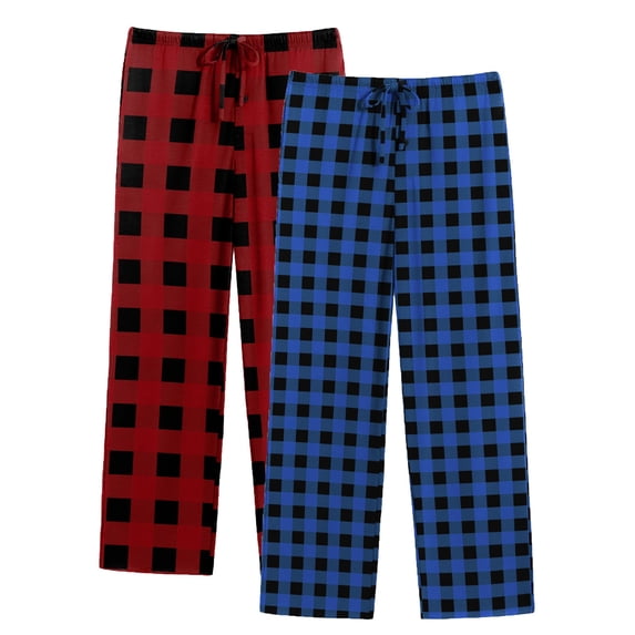 Ekouaer 2 Pack Mens Pajama Pants Long Pjs Bottoms Soft Sleepwear Bottoms with Pockets Drawstring All-match Lounge Pants