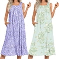 thumbnail image 1 of Ekouaer 2 Pack Nightgowns for Women Sleeveless Long Night Gowns Victorian Nightdress with Pockets Soft Ladies Gown, 1 of 5