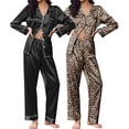 thumbnail image 1 of Ekouaer 2 Pack Satin Pajamas Set for Women Classic Button Down Silk Pjs Set Soft Sleepwear, 1 of 6