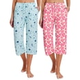 thumbnail image 1 of Ekouaer 2 Pack Women's Capri Pajama Pants Printed Drawstring Comfy Pj Bottoms With Pockets, 1 of 7