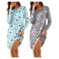thumbnail image 1 of Ekouaer Sleep Shirts for Women 2 Pack Long Sleeve Nightgown Sleepwear Soft Pajama Tops Nightshirt, 1 of 7