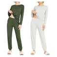 thumbnail image 1 of Ekouaer Womens Two Pack Sleep Set Long Sleeve Shirt and Jogger Bottoms Lounge Wear Nightwear with Pockets, 1 of 7