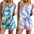 thumbnail image 1 of Ekouaer 2 Pack Womens Pajama Set Print Sleepwear Tank Tops and Ruffled Shorts with Pockets Soft Loungewear Sets Outfits, 1 of 6
