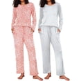 thumbnail image 1 of Ekouaer 2 Pack Women's Pajama Set Long Sleeve Top with Jogger Pants Lounge Sets Sleepwear Loungewear with Pockets, 1 of 5