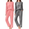 thumbnail image 1 of Ekouaer 2 Pack Womens Pajama Sets Long Sleeve Sleepwear Top With Long Pants Pjs Lounge Set, 1 of 6