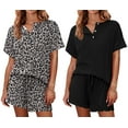 thumbnail image 1 of Ekouaer 2 Pack Womens Pajama Sets Short Sleeve Top with Shorts Soft Comfy Loungewear Sleepwear, 1 of 6