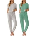 thumbnail image 1 of Ekouaer Pajamas for Women Set 2 Pack Lounge Set Short Sleeve Pjs Joggers Long Pants Loungepwear with Pockets, 1 of 7