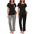 thumbnail image 1 of Ekouaer 2-Pack Womens Pajama Sets Soft Short Sleeve Sleepwear with Long Pants & Pockets Printed Lounge Set, 1 of 7