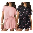 thumbnail image 1 of Ekouaer 2 Packs Womens Pajama Set Short Sleeve Sleepwear Soft Top and Shorts Pjs Casual Outfits Lounge Set with Pockets, 1 of 6
