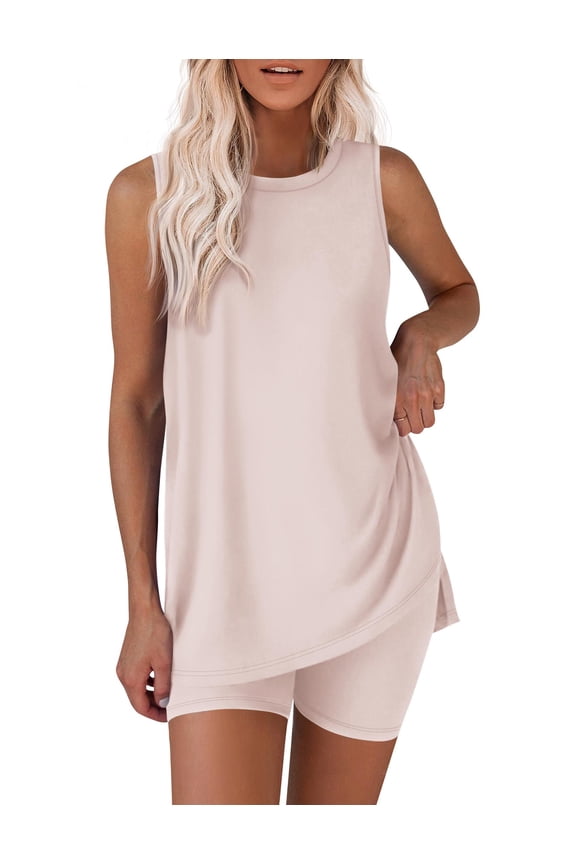 2 Piece Short Sets Summer Outfits 2026 Biker Shorts&Sleveeless Top Matching Lounge Set for Women clothing