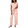 thumbnail image 1 of Ekouaer 2 Piece Womens Pajamas Short Sleeve Top and Long Pants Pjs Set Printed Sleepwear with Pocket Valentine's Day Party, 1 of 6