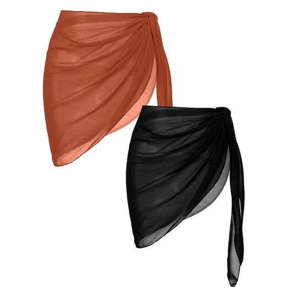 Ekouaer 2 Pieces Women Beach Sarongs Sheer Cover Ups Chiffon Bikini Wrap Skirt for Swimwear