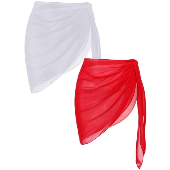 Ekouaer 2 Pieces Women Beach Sarongs Sheer Cover Ups Chiffon Bikini Wrap Skirt for Swimwear