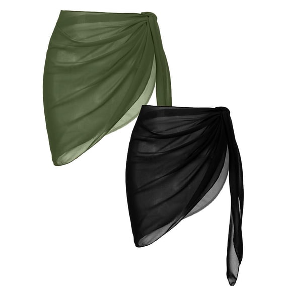 Ekouaer 2 Pieces Women Beach Sarongs Sheer Cover Ups Chiffon Bikini Wrap Skirt for Swimwear