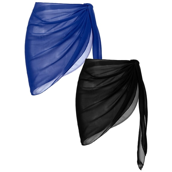 Ekouaer 2 Pieces Women Beach Sarongs Sheer Cover Ups Chiffon Bikini Wrap Skirt for Swimwear