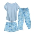 thumbnail image 1 of Ekouaer 3 PCS Capri Pajamas for Women Set Short Sleeve Pajama Sets Floral Pj Sets Soft Sleepwear with Pockets, 1 of 7