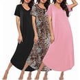 thumbnail image 1 of Ekouaer 3 Pack Long Nightgowns for Women Plus Size Moo Moos Short Sleeve House Dress Button Night Gown Soft Sleepwear, 1 of 6