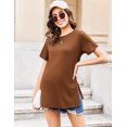 thumbnail image 1 of Ekouaer 3 Pack Maternity Shirts Short Sleeve Split Side Pregnancy Tops Casual Pregnant Tunic Blouse, 1 of 6