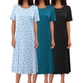 thumbnail image 1 of Ekouaer 3 Pack Nightgowns for Adult Women Soft House Dress Plus Size Nightshirts Oversized Pajama Dress, 1 of 7