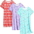 thumbnail image 1 of Ekouaer 3 Pack Nightgowns for Women Sleepwear Short Sleeves Sleep Shirts Button Down Nightshirt Sleep Dress, 1 of 4