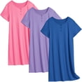 thumbnail image 1 of Ekouaer 3 Pack Nightgowns for Women Sleepwear Short Sleeves Sleep Shirts Button Down Nightshirt Sleep Dress, 1 of 5