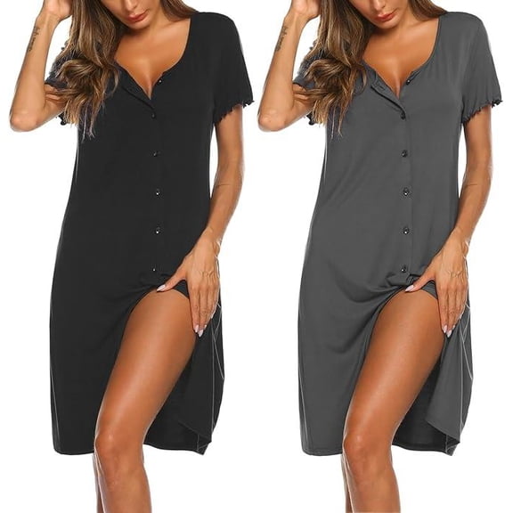 Ekouaer 3 Pack Women Nightgown Sleepwear Maternity Nightgown For Women Nursing Pajamas Short Sleeve Sleepshirt Gp28 M