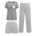 thumbnail image 1 of Ekouaer 3 Piece Postpartum Nursing Pajamas Set Short Sleeve Breastfeeding Shirts Pregnancy Shorts & Pants Maternity Pjs, 1 of 6
