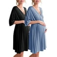 thumbnail image 1 of Ekouaer 3 in 1 Labor/Delivery/Hospital Gown Maternity Dress Nursing Nightgown Sleepwear for Breastfeeding 2 Pack, 1 of 6